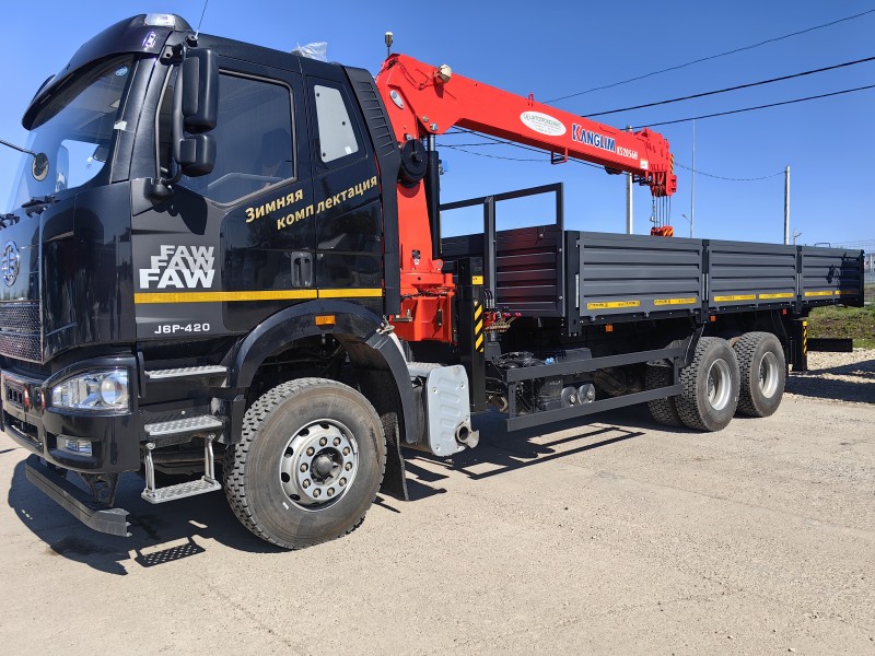 Автомобиль бортовой на шасси FAW 6х4 с КМУ Kanglim 2056